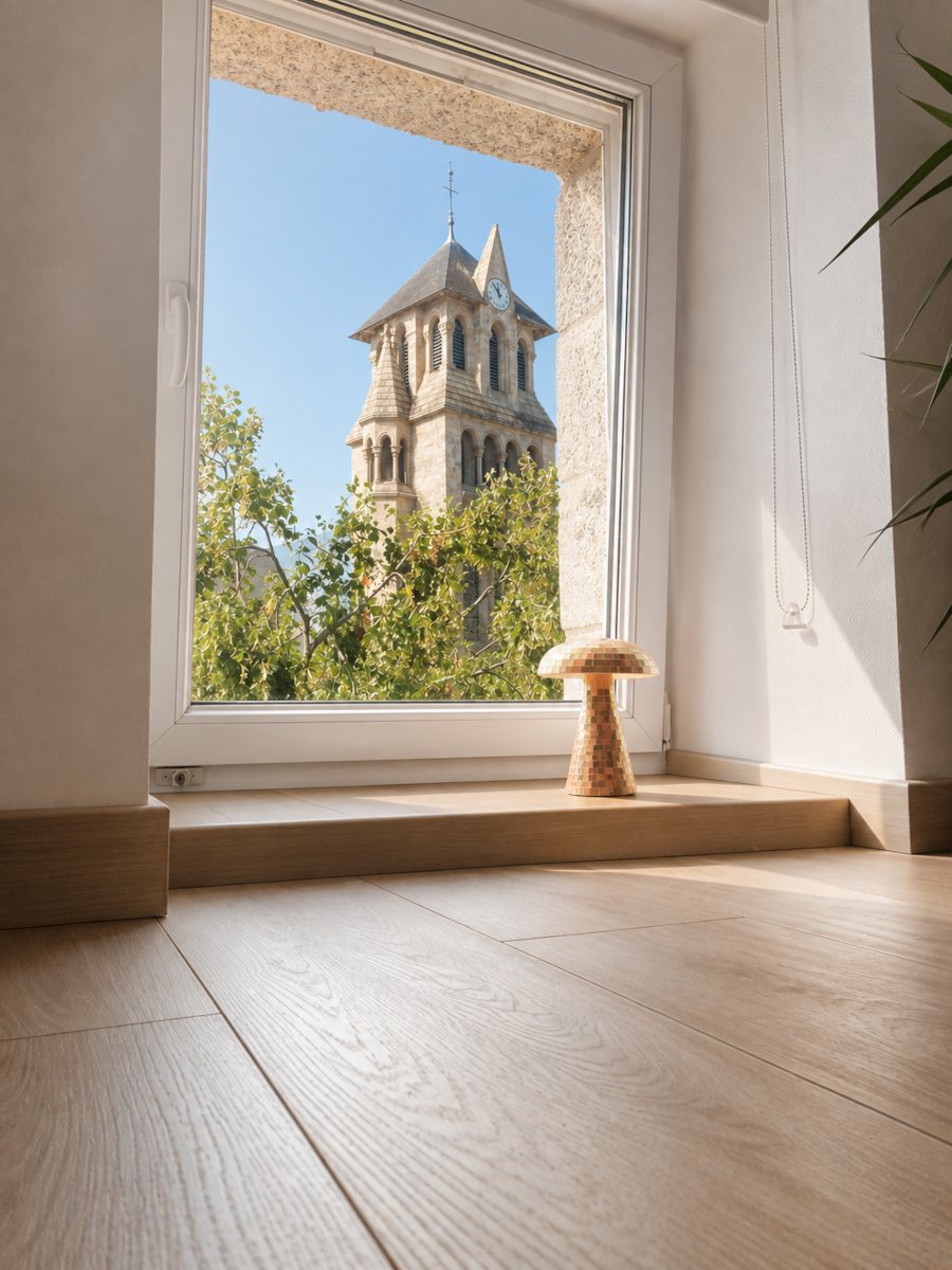 Vue sur le clocher de l'église de Séné